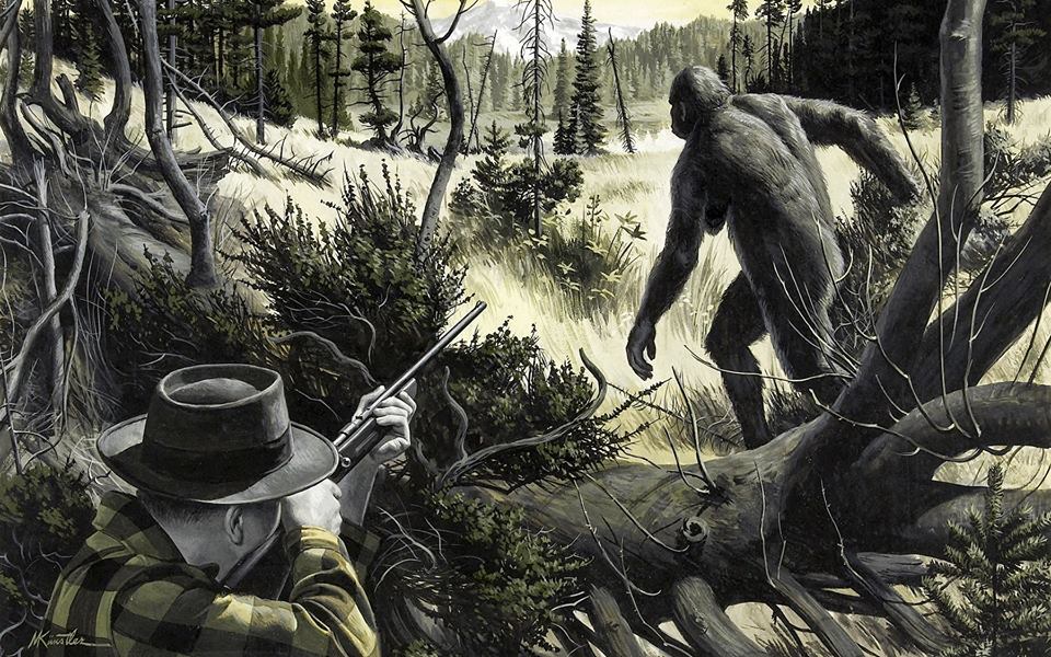 Bigfoot painting by Mort Kunstler From True Magazines (1960)
