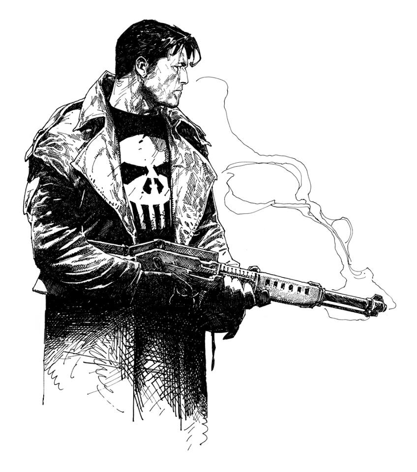Travis Charest Punisher drawing