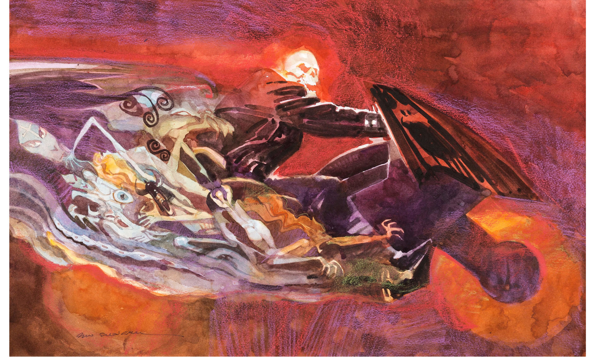 Bill Sienkiewicz - Ghost Rider Study Painting