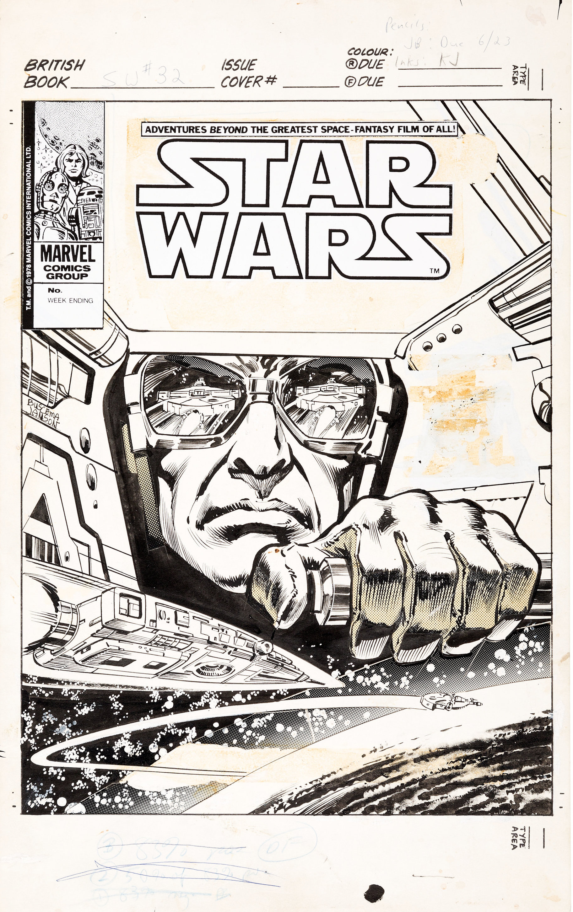 John Buscema and Klaus Johnson Star Wars Weekly #32 Cover