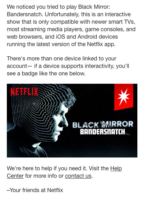 Netflix Black Mirror message