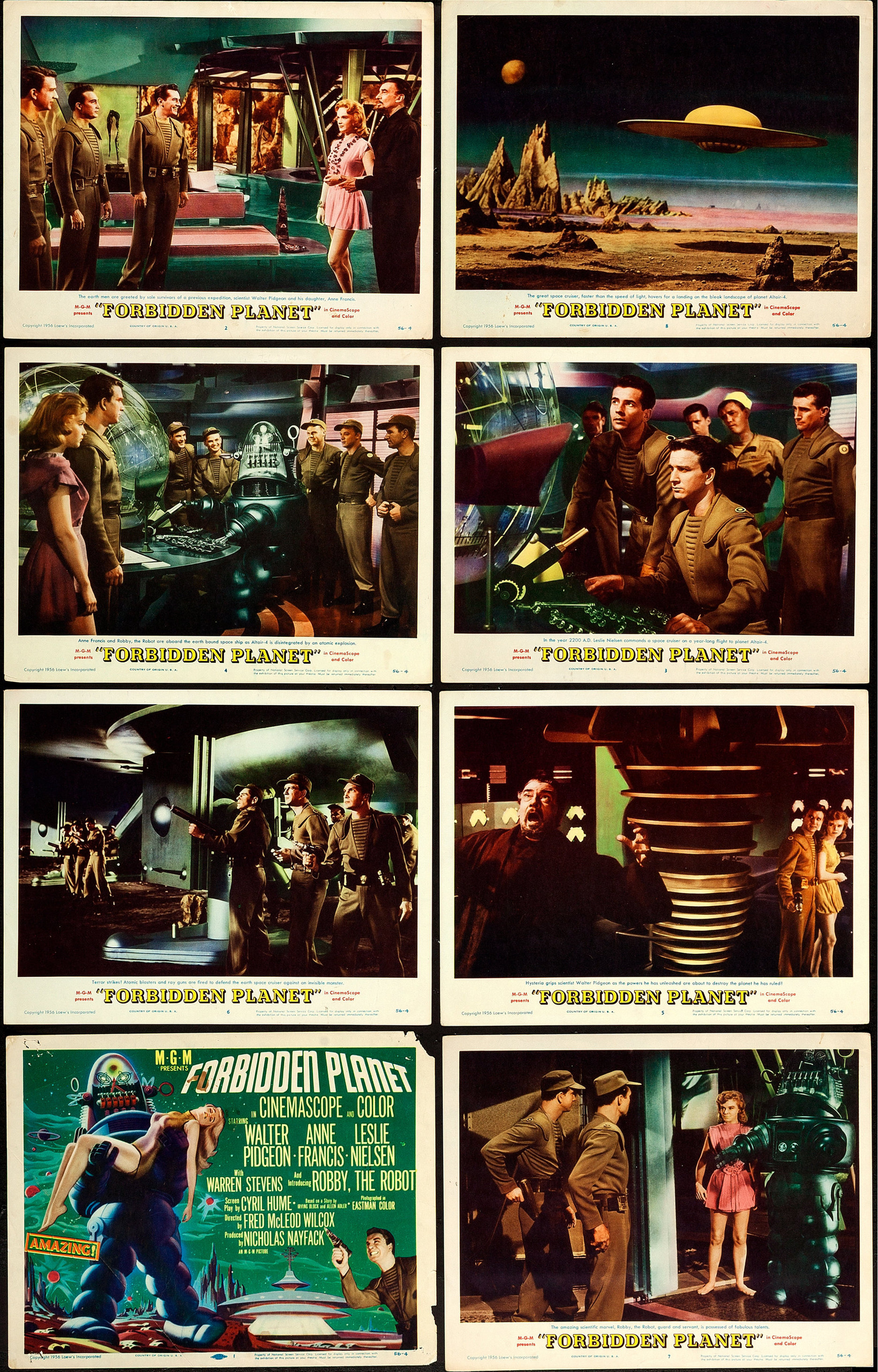 Forbidden Planet (MGM, 1956). Lobby Card Set