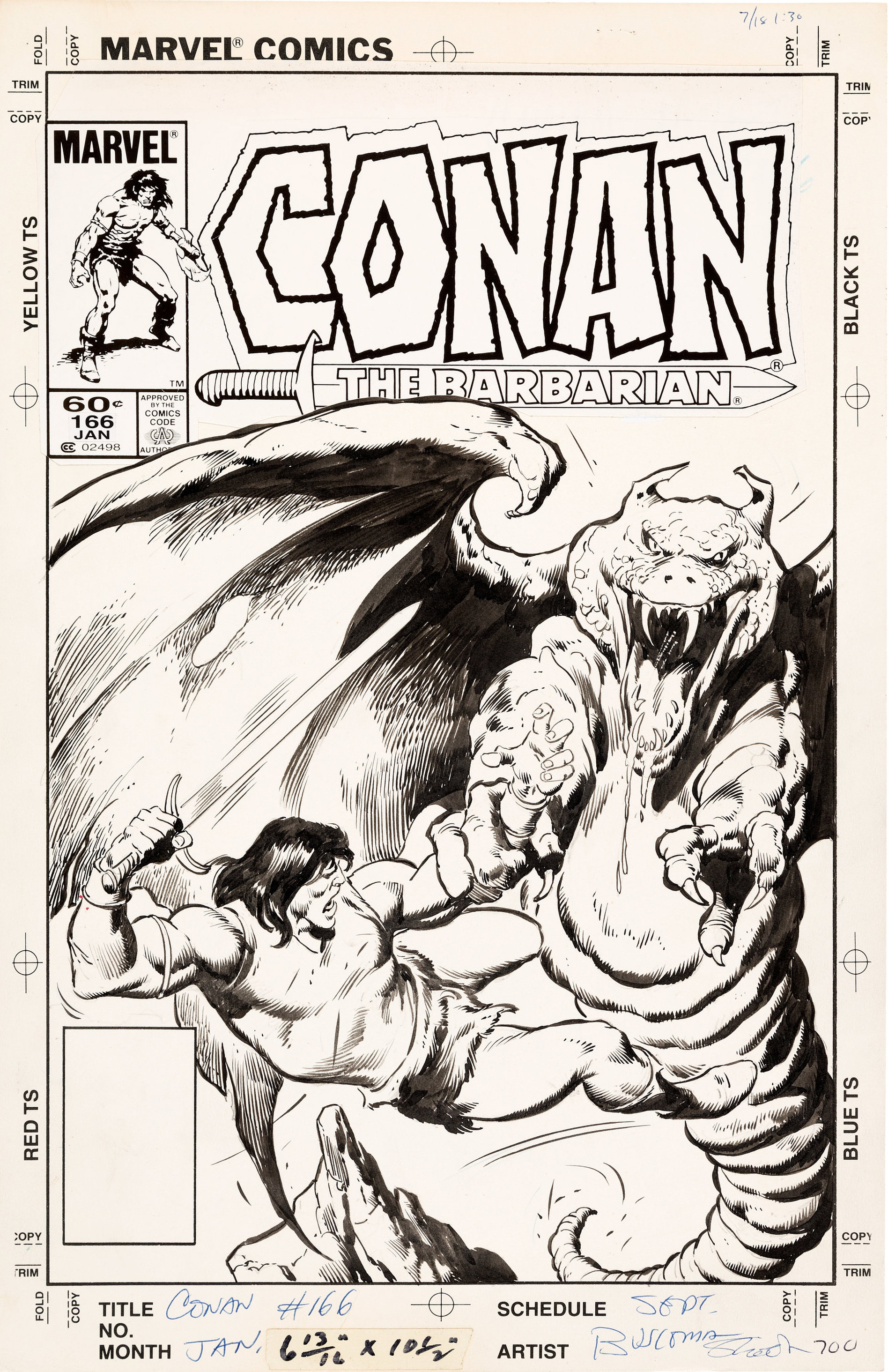 John Buscema Conan the Barbarian #166 Cover