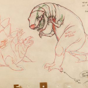 Fantasia (1940) dinosaur battle layout drawing