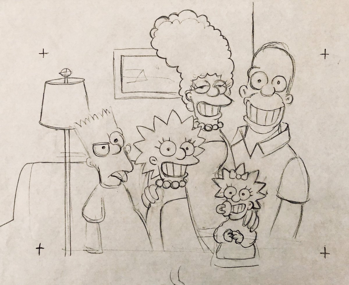 Early Simpsons animation art